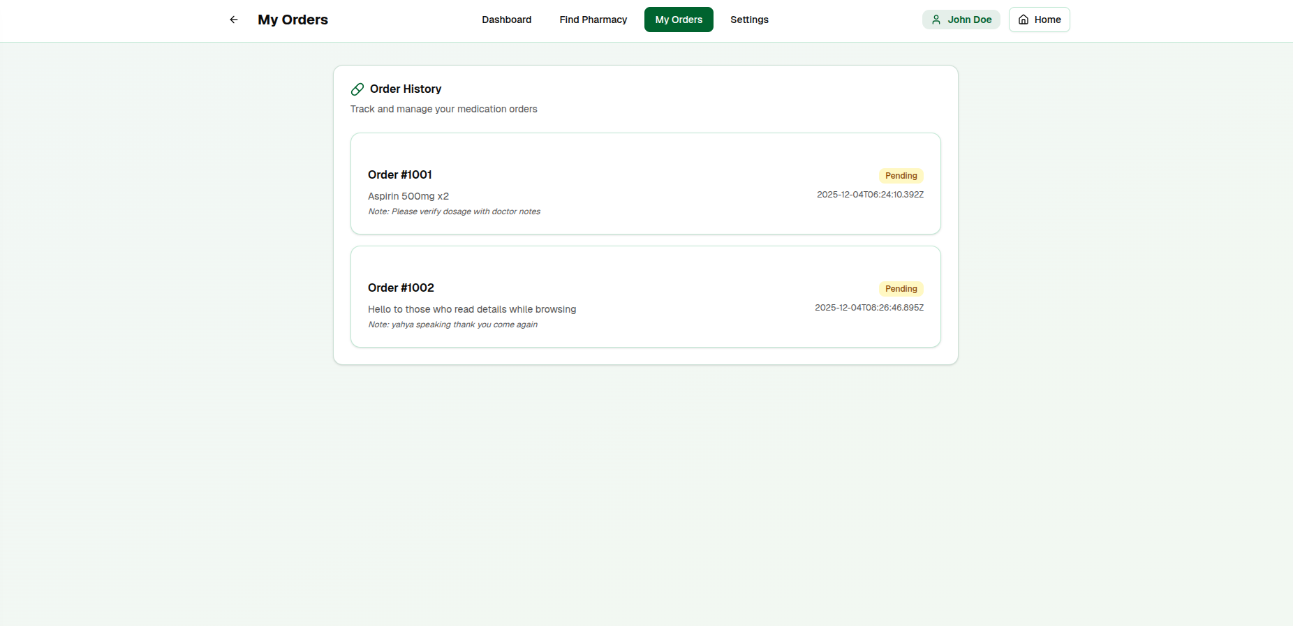 Real-Time Order Tracking